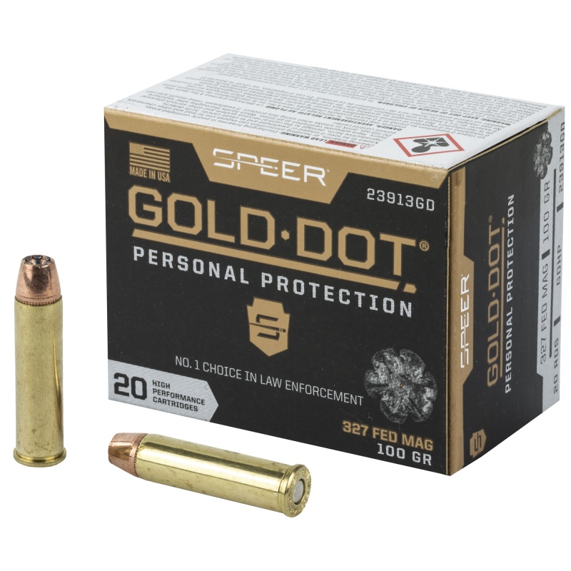 Speer Ammunition, Speer Gold Dot, Personal Protection, 327 Federal, 100 Grain, Hollow Point, 20 Round Box