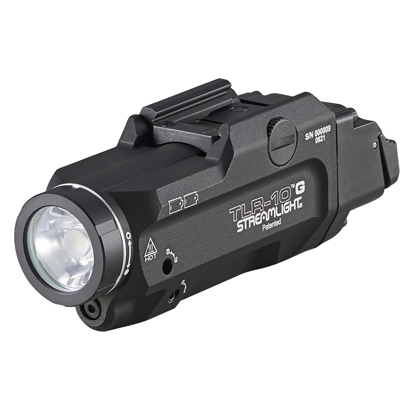 Streamlight, Streamlight Tlr-10 G Flex, Weaponlight, White Led With Green Laser, 1000 Lumens, Anodized Finish, Black, Includes Hiloswitch And 2X Cr123a Batteries