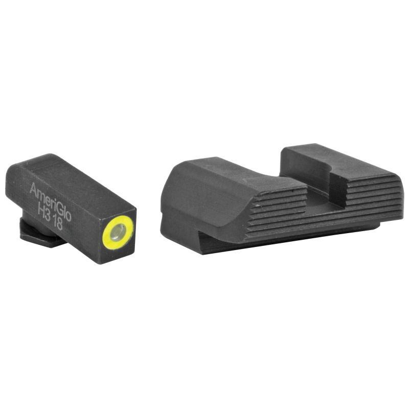 Ameriglo, Protector, Sight, Fits Glock 42 And 43, Green Tritium Lumilime Round Outline Front, Black Serrated Rear, Front/Rear
