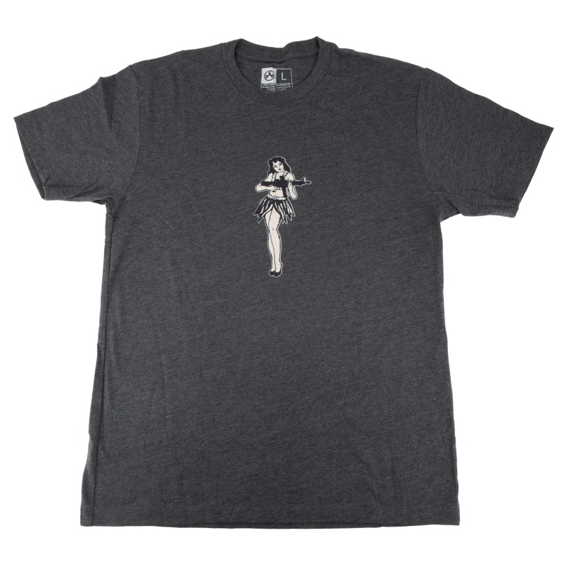Magpul Industries, Hula Girl, T-Shirt, Large, Cotton Polyester Blend, Charcoal