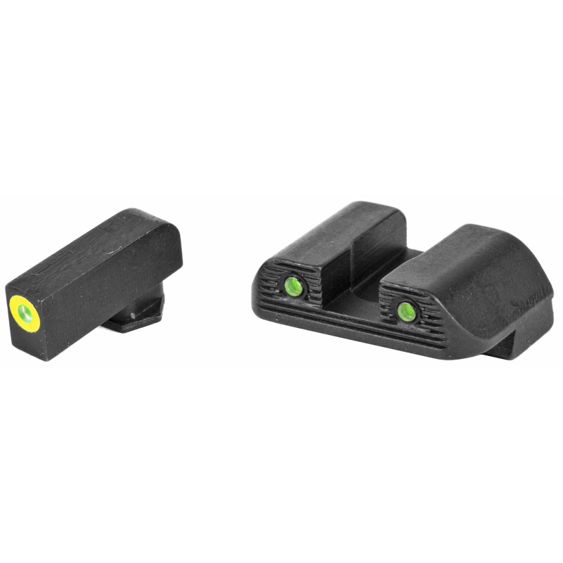 Ameriglo, Trooper, Sight, Fits Glock 42/43/43X, Green Tritium Lumilime Outline Front, Green Tritium Black Serrated Rear, Front/Rear