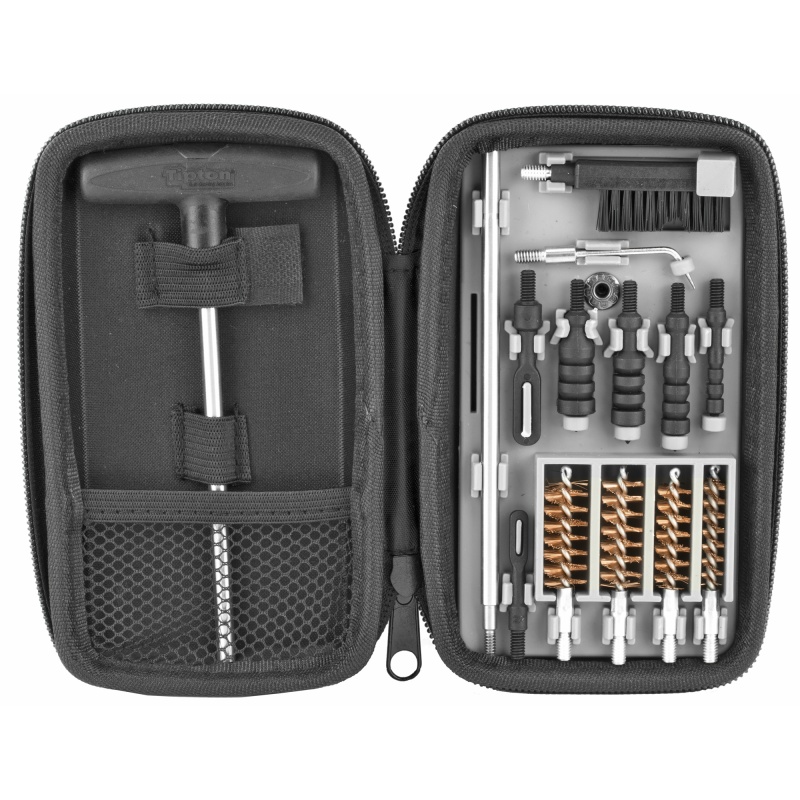 Tipton, Compact Pistol Cleaning Kit, For Pistol Calibers .22-.45, Cleaning Pick, Nylon Brush, Cleaning Rod, Soft Carry Case