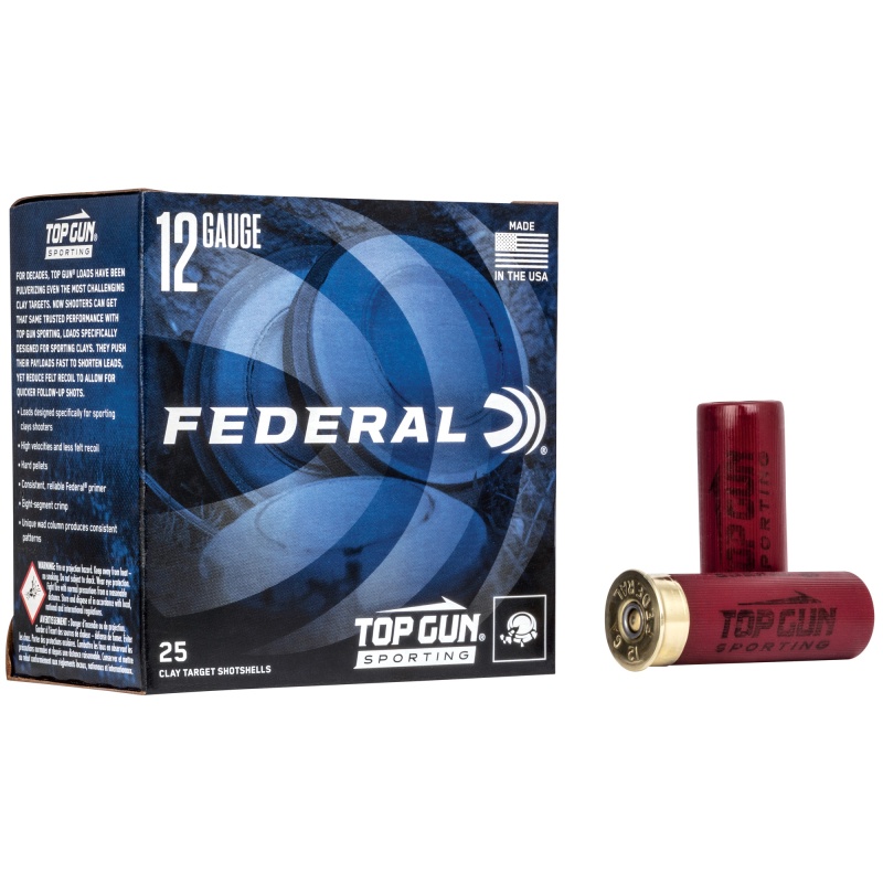 Federal, Top Gun Sporting, 12 Gauge 2.75", #7.5, 1 Oz, 25 Round Box, 1,250 Fps