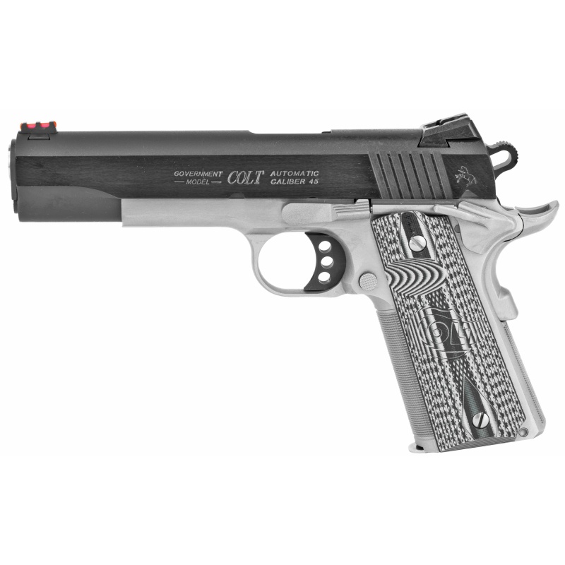 Colt's Manufacturing, Competition Plus, Semi-Automatic, Metal Frame Pistol, Full Size, 45Acp, 5" Barrel, Steel, Two-Tone Finish, G10 Black And Grey Grips, Novak Sights, 8 Rounds, 1 Magazine