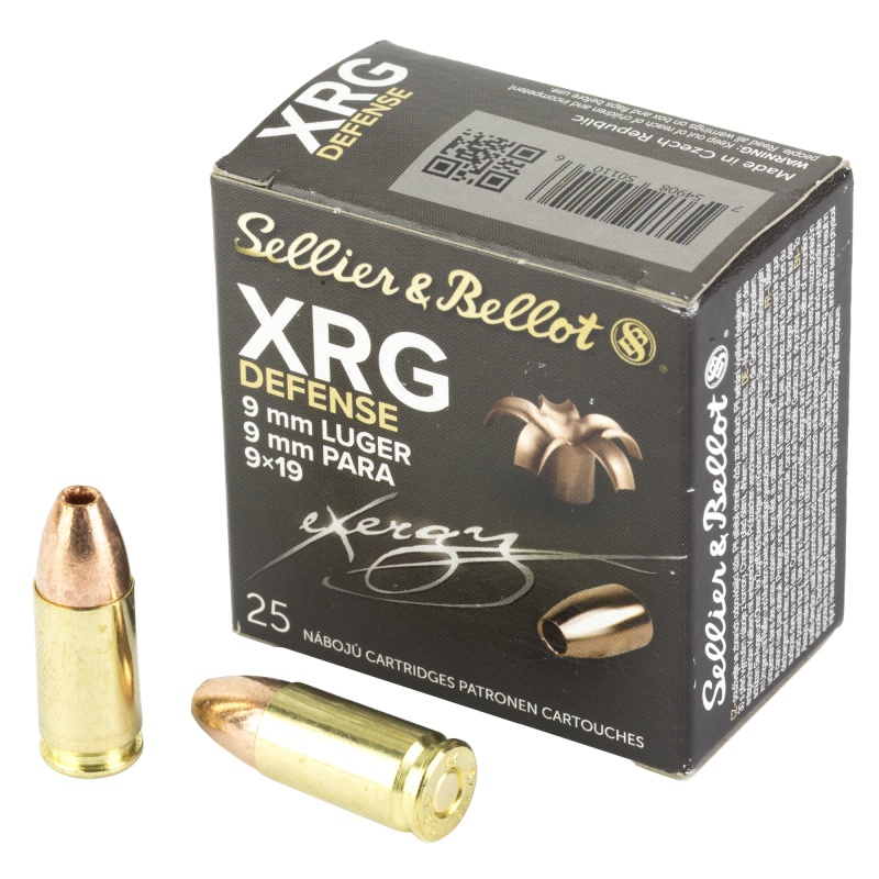 Sellier & Bellot, Xrg, 9Mm, 100 Grain, Jacketed Hollow Point, 25 Round Box
