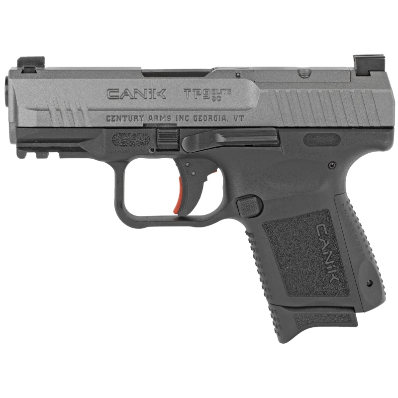 Canik, Tp9 Elite Sc, Striker Fired, Semi-Automatic, Polymer Frame Pistol, Sub-Compact, 9Mm, 3.6" Match Grade Barrel, Tungsten Cerakote Finish, Blackout Rear And Phosphorous Front White Dot Sight, 12 Rounds, 2 Magazines, Includes Holster, Interchangeable Back Straps, Optic Interface