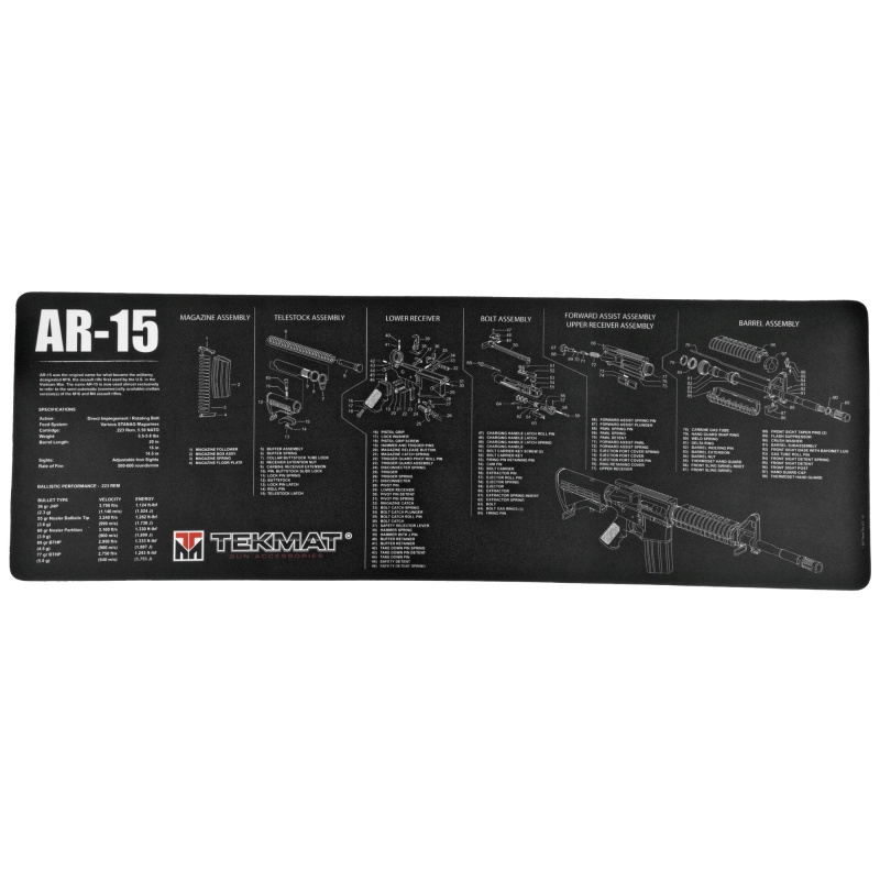 Tekmat, Ar-15 Rifle Mat, 12"X36", Black, Includes Small Microfiber Tektowel, Packed In Tube