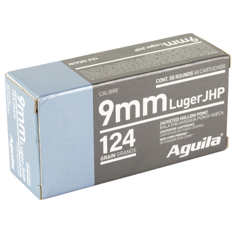 Aguila Ammunition, Pistol, 9Mm, 124Gr, Jacketed Hollow Point, 50 Round Box