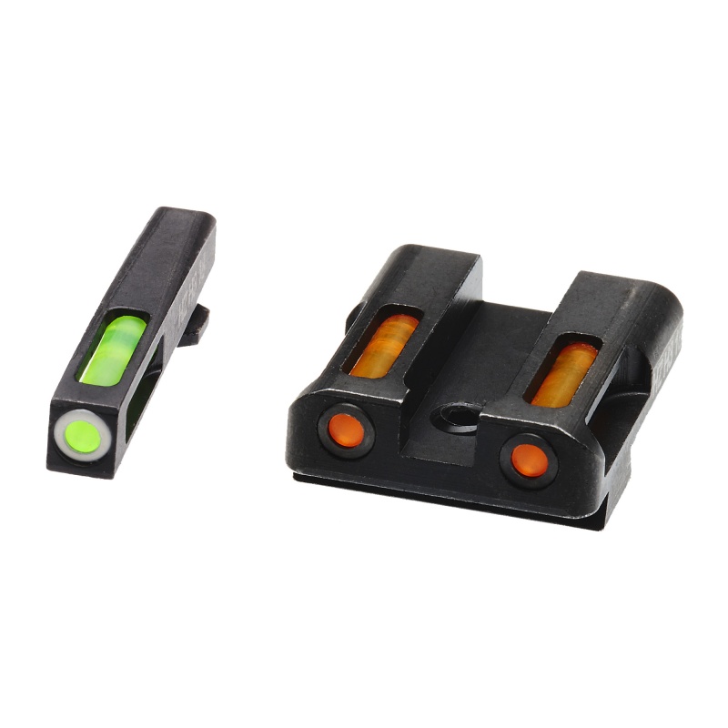 Hi-Viz, Litewave H3 Tritium/Litepipe Night Sights, Fits Glock 9/40Sw/357Sig, Green Front W/White Front Ring, Orange Rear