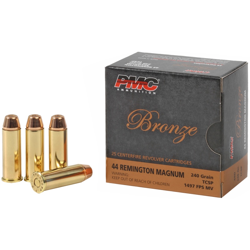 Pmc Ammunition, Bronze, 44 Magnum, 240 Grain, Truncated Cone Soft Point, 25 Round Box