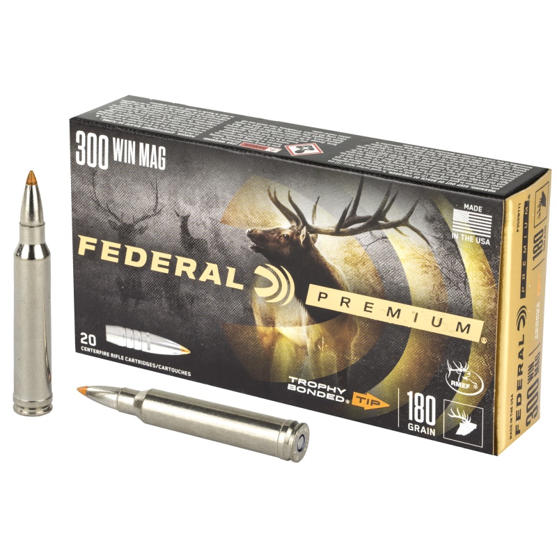 Federal, Premium, 300 Win Mag, 180 Grain, Trophy Bonded Tip, Hollow Point, 20 Round Box