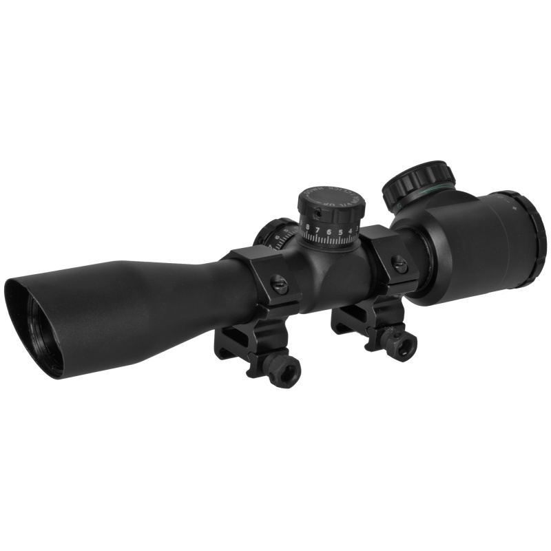 Truglo, Tru-Brite Xtreme Compact Tactical Rifle Scope, 4X32, Fully-Coated Lenses, Illuminated Mil-Dot Reticle, Matte Black, 1-Piece Base W/ 1" Rings And Cr2032 Battery Included