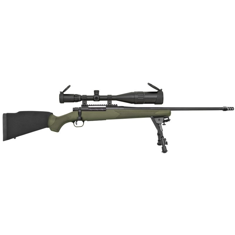 Mossberg, Patriot, Bolt, 308 Winchester, Adjustable Trigger (Lba), Fluted Bbl, Spiral Fluted Bolt, Tactical Bolt Handle, Picatinny Rail, 4Rd Box Magazine, Bipod, Muzzle Brake, 6-24X50mm Variable Scope & Flip Open Lens Protector, Neoprene Cheek Raise Kit