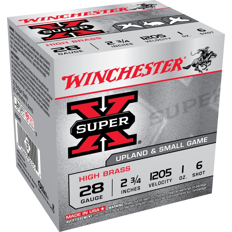 Winchester Ammunition, Super X, 28 Gauge 2.75", 1 Oz, #6, Steel Shot, 25 Round Box