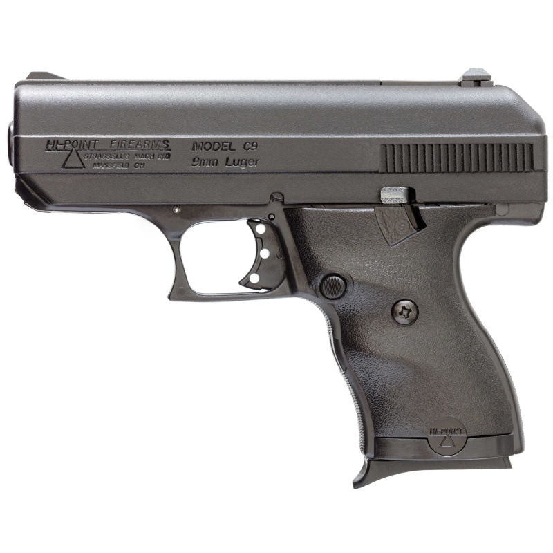Hi-Point Firearms, Model C-9, Striker Fired, Semi-Automatic, Polymer Frame Pistol, Compact, 9Mm, 3.5" Barrel, Black, Polymer Grips, 3 Dot Sights, 8 Rounds, 1 Magazine