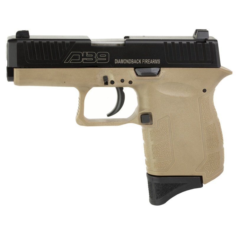 Diamondback Firearms, Db9, Semi-Automatic, Striker-Fired, Sub-Compact, 9Mm, 3" Barrel, Polymer Frame, Flat Dark Earth Frame, Black Oxide Finish Slide, Fixed Sights, 6 Rounds, 1 Magazine