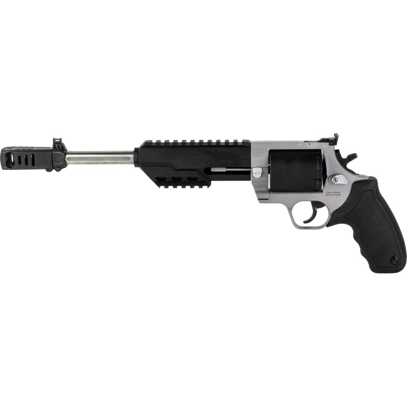 Taurus Usa, Raging Hunter, Double/Single Action, Metal Frame Revolver, Large Frame, 460 S&W, 10" Barrel, Stainless Steel, Matte Finish, Black Barrel/Cylinder, Silver Frame, Rubber Grips, Adjustable Rear Sight, 5 Rounds