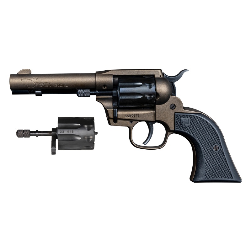 Diamondback Firearms, Sidekick, Double Action/Single Action, Metal Frame Revolver, 22 Lr/22 Wmr, 4.5" Barrel, Zinc, Cerakote Finish, Midnight Bronze, Black Checkered Glass Filled Nylon Grips, Blade Front Sight, Integral Rear Sight, 9 Rounds