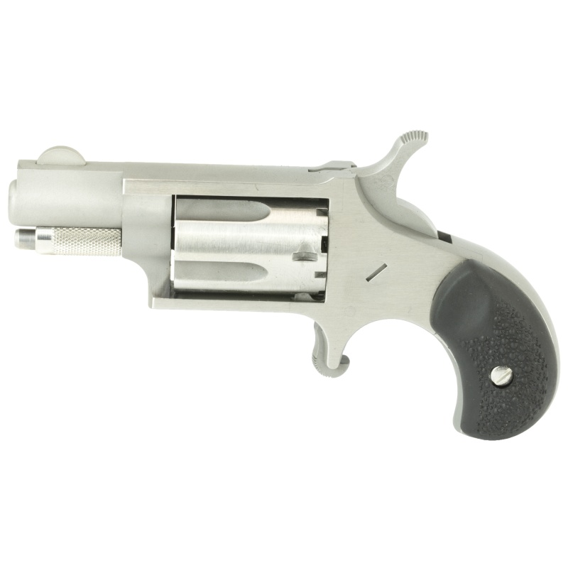 North American Arms, Mini Revolver, Single Action Only, Revolver, 22Lr, 1.125" Barrel, Matte Finish, Stainless Steel, Silver, Rubber Grips, Fixed Sights, 5 Rounds