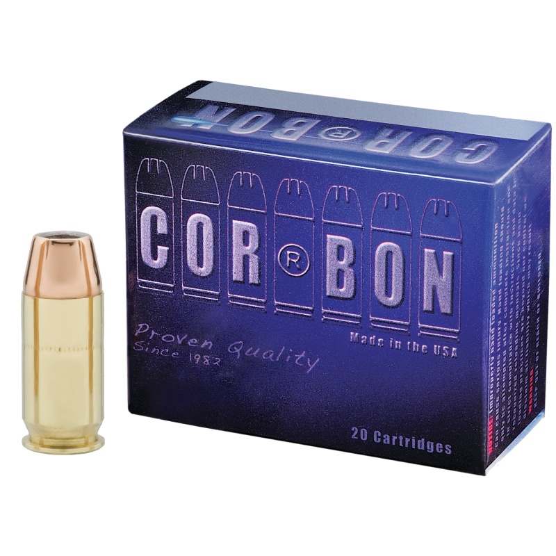 Corbon Ammo, Self Defense, 45Acp, 185 Grain, Jacketed Hollow Point, +P, 20 Round Box
