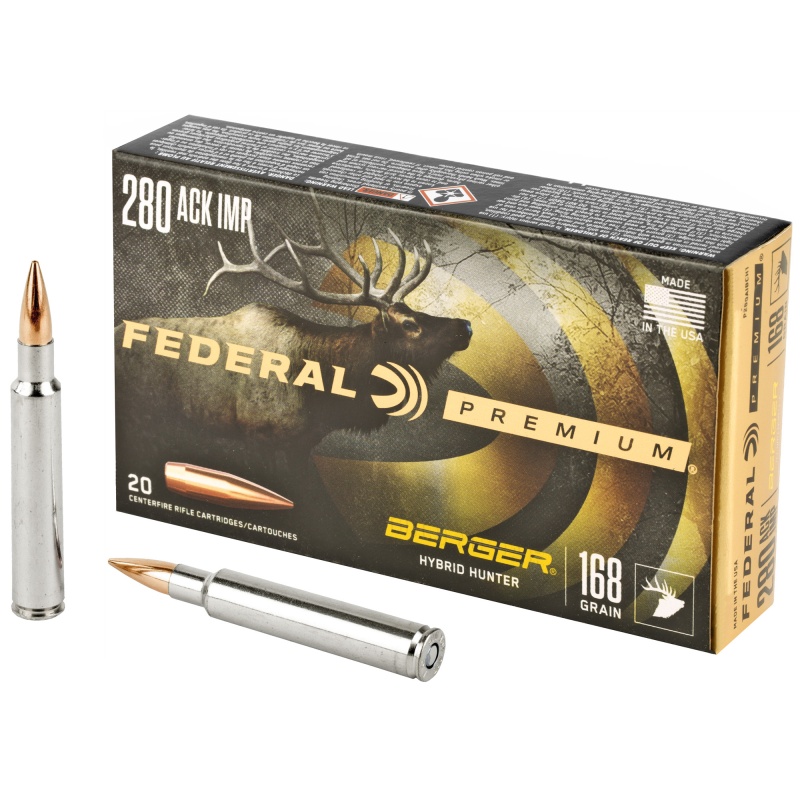 Federal Premium Berger Hybrid Hunter 280 Ackley Improved, 168 Grain, 20 Rounds