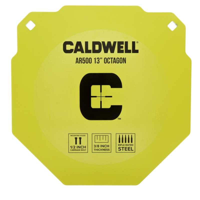 Caldwell, Ar500, 13" Octagon, Steel Target, Yellow