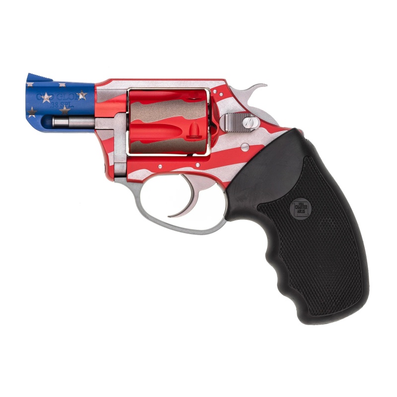 Charter Arms, Old Glory, Revolver, 38 Special, 2" Barrel, Steel, Cerakote Finish, Red/White/Blue, Rubber Grips, Fixed Sights, 5 Rounds