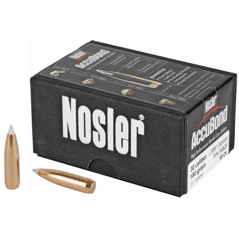 Nosler, Accubond, .308 Diameter, 30 Caliber, 180 Grain, Spitzer Boat Tail, 50 Count