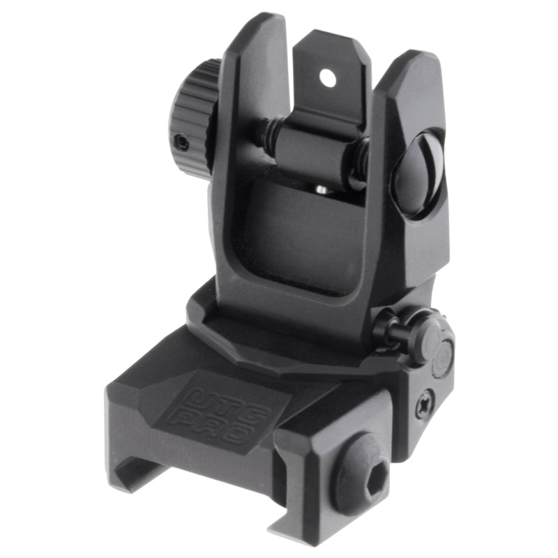 Leapers, Inc. - Utg, Rear Flip-Up Sight, Fits Picatinny Rail, Anodized Finish, Black