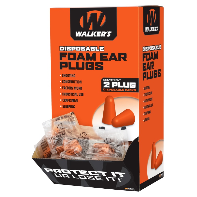 Walker's, Ear Plug, Foam, Orange, 200 Individually Packaged Pairs Per Box