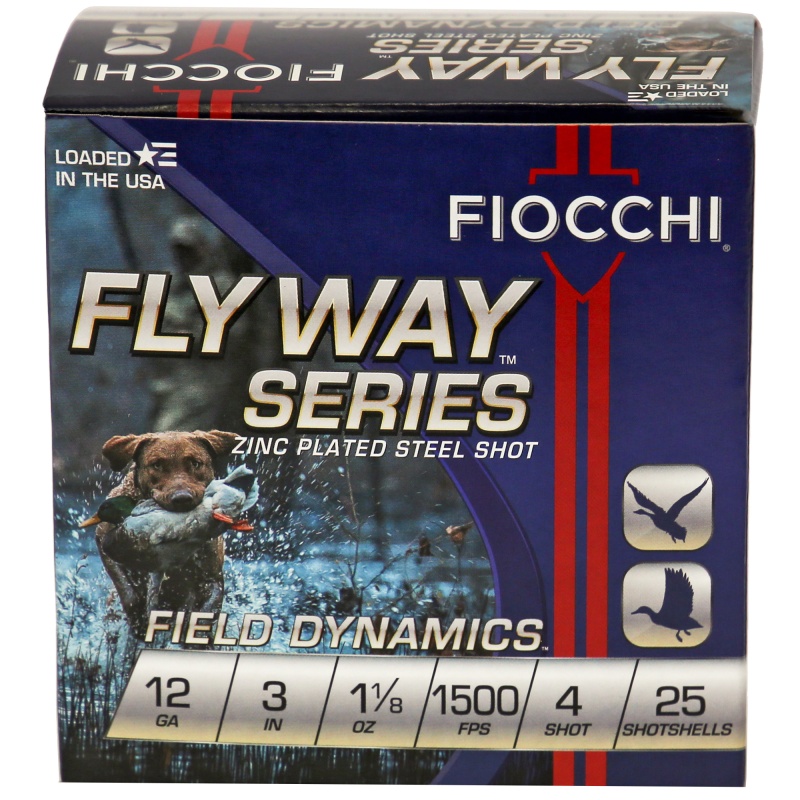 Fiocchi Ammunition, Flyway Steel, 12 Gauge, 3", #4, Steel Shot, 25 Round Box