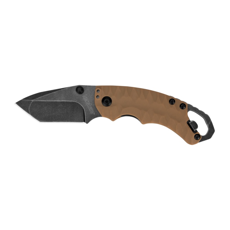 Kershaw, Shuffle Ii, 2.6" Folding Knife, Tan Glass-Filled Nylon Frame, Plain Edge, 8Cr13mov Blackwash Steel Finish