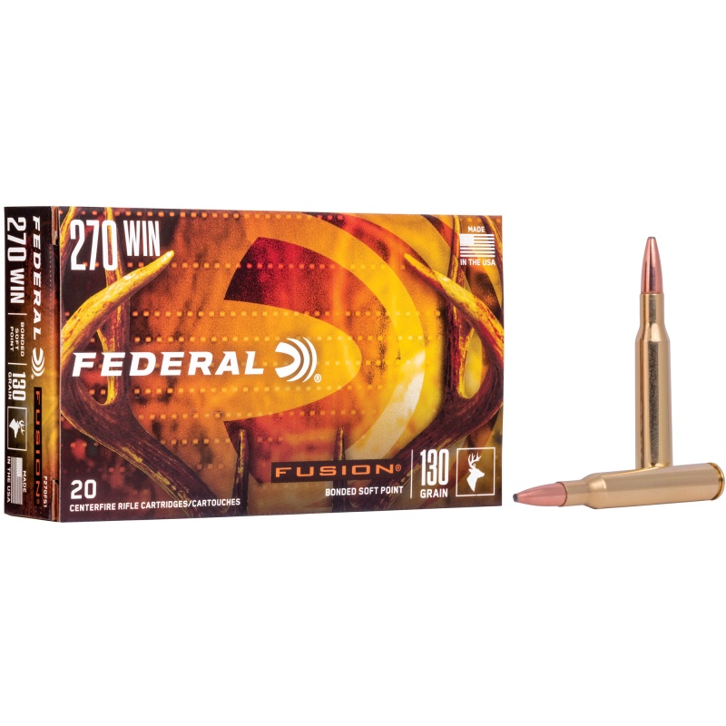 Federal, Fusion, 270 Win, 130 Grain, Boat Tail, 20 Round Box