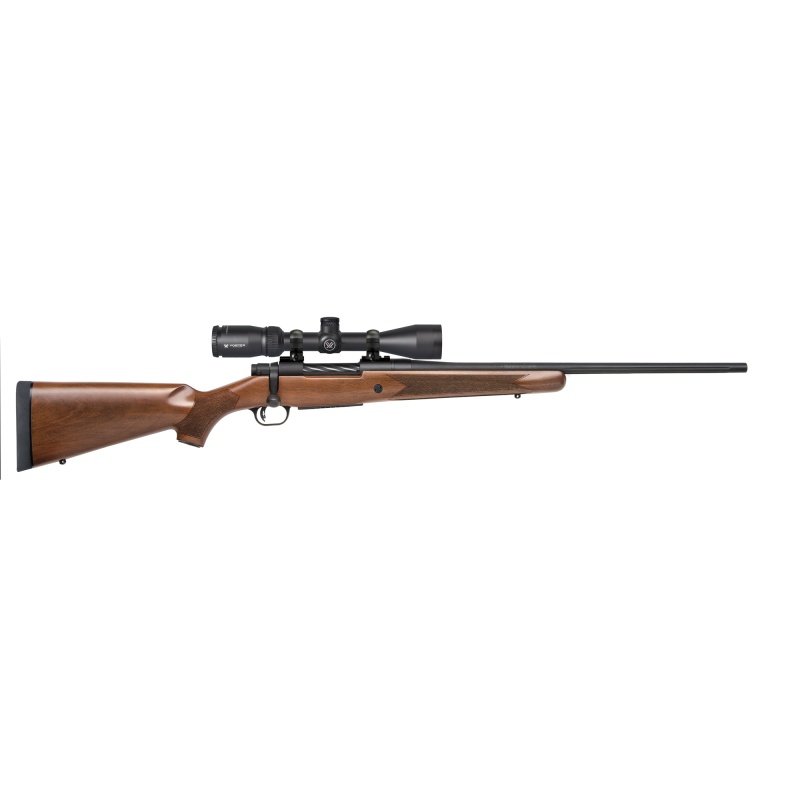 Mossberg, Patriot, Bolt Action, 270 Win, 22" Fluted Barrel, 1:10 Twist, Matte Blued Finish, Walnut Stock, Vortex 3-9X40mm Scope, 4 Rounds, Adjustable Trigger
