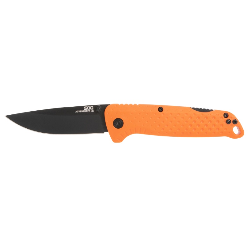 Sog Knives & Tools, Tellus Atk, Folding Knife, 3.5" Clip Point Straight Edge, Glass Reinforced Nylon Handle, Cryo 440C Steel, Stonewash Finish, Black And Silver W/Orange Accent