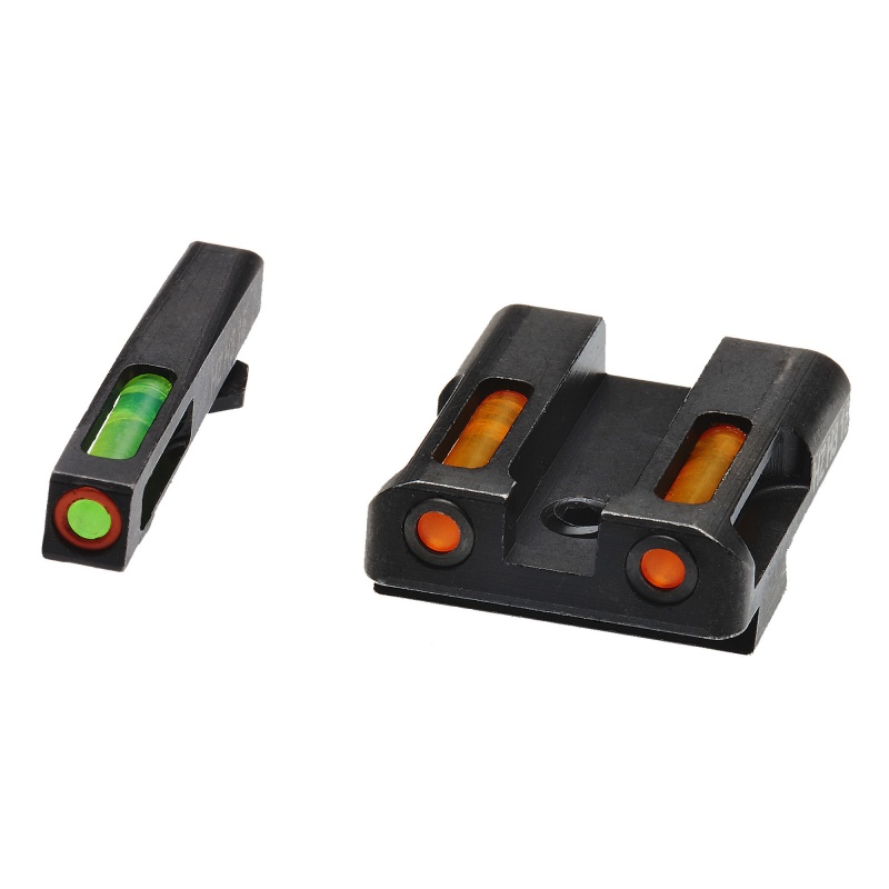 Hi-Viz, Litewave H3 Tritium/Litepipe Night Sights, Fits Glock 9/40Sw/357Sig, Green Front W/Orange Front Ring, Orange Rear