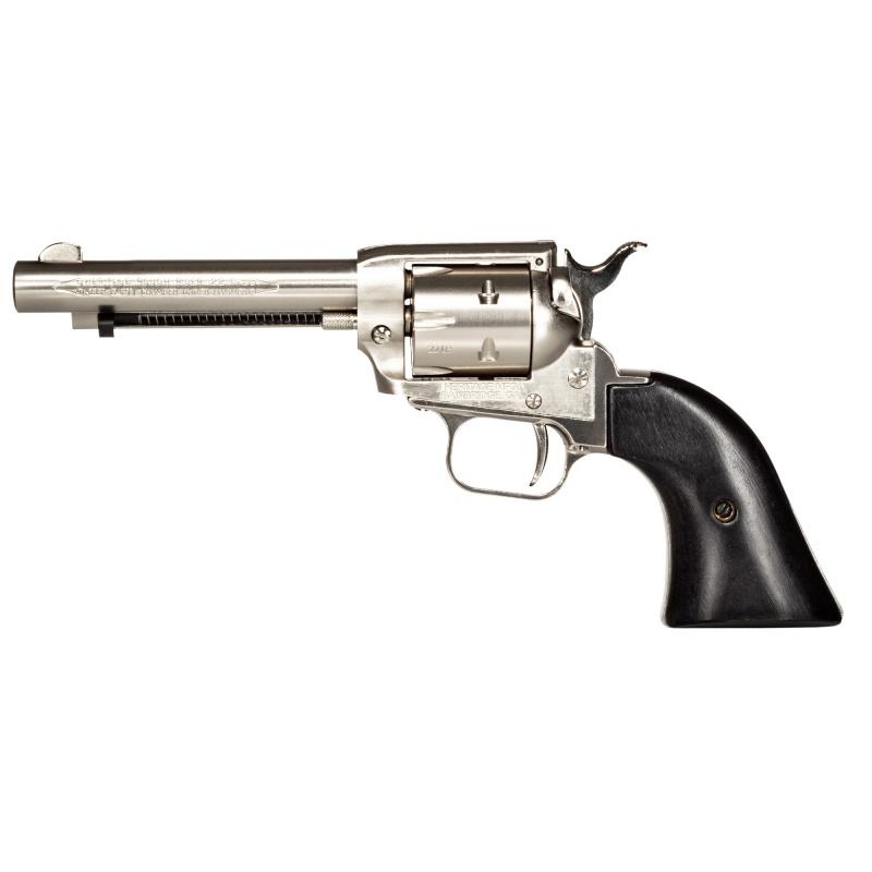 Heritage, Rough Rider, Single Action, Revolver, 22Lr Only, 4.75" Barrel, Alloy, Nickel Finish, Nickel, Black Laminate Wood Grips, Fixed Sights, 6 Rounds