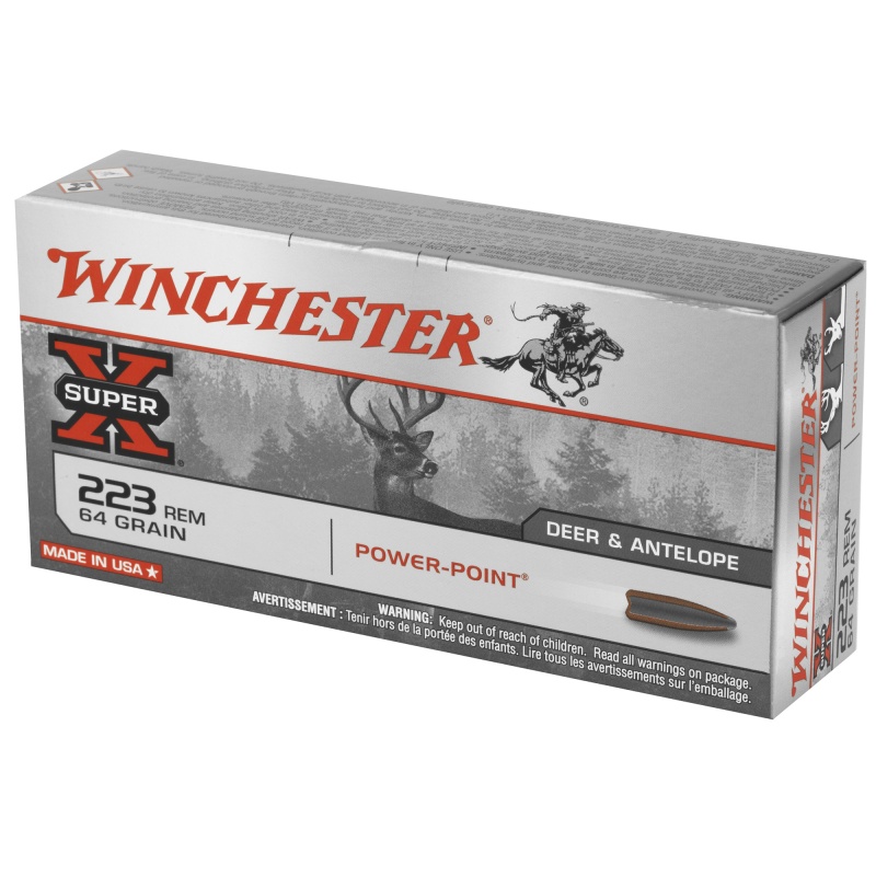 Winchester Ammunition, Super-X, 223Rem, 64 Grain, Power Point, 20 Round Box