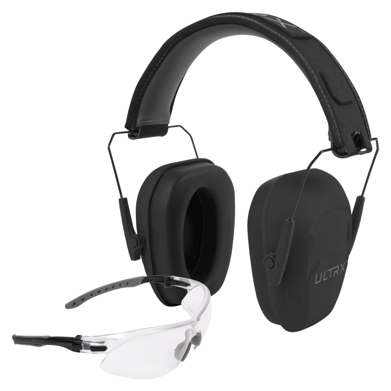 Allen Company, Ultrx Hearing And Eye Combo, Shield Passive Earmuff, Nrr 23Db, Gray, Anti-Fog/Anti-Scratch Shooting Glasses, Clear, Ansi Z58 And Ce En-Rated
