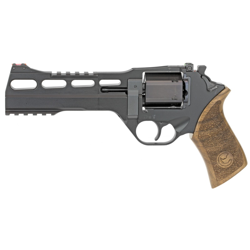 Chiappa Firearms, Rhino, Single Action Only, Revolver, 357 Magnum/38 Special, 6" Barrel, Alloy, Anodized Finish, Black, Fiber Optic Sights, Walnut Grip, 6 Rounds, 3 Moon Clips