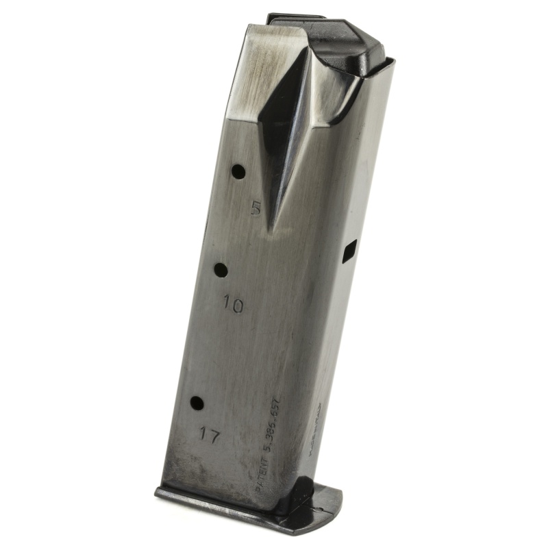 Mecgar, Pistol Magazine, 9Mm, 17 Rounds, Fits Ruger P85, Steel, Blued Finish