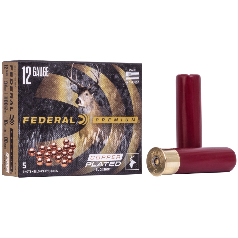 Federal, Premium, Vital Shok, 12 Gauge 3.5", 00 Buck, 2 1/4Oz, Buckshot, 18 Pellets, 5 Round Box