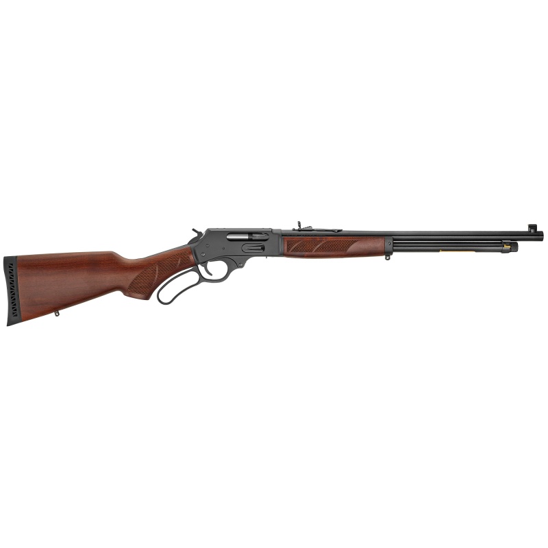Henry Repeating Arms, Lever Action Carbine Shotgun, Side Gate, 410 Bore, 20" Round Barrel, Smooth/No Choke, Blued Frame, Pistol Grip American Walnut Stock W/Rubber Buttpad, 5 Rounds, Fully Adjustable Semi-Buckhorn Rear Sight, And Brass Beaded Front Sight