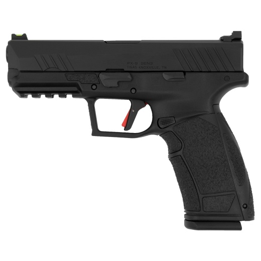 Tisas Usa, Px-9 Gen 3 Duty, Striker Fired, Semi-Automatic, Polymer Frame Pistol, Compact, 9Mm, 4.11" Barrel, Tenifer Finish, Black, Trigger Safety, Fiber Optic Front Sight, Optic Ready, 20 Rounds, 2 Magazines, (1) 20-Round & (1) 18-Round, Interchangeable Back Straps And Side Panels, Right Hand