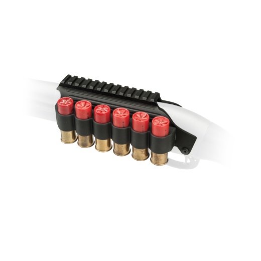 Tacstar, Shotgun Rail Mount With Sidesaddle, 12 Gauge, Fits Remington 870, 1100, 1187, Black Finish