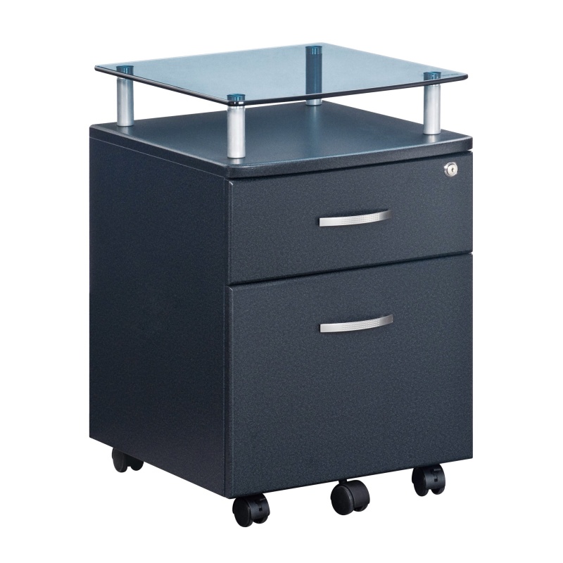Techni Mobili Rolling File Cabinet With Glass Top