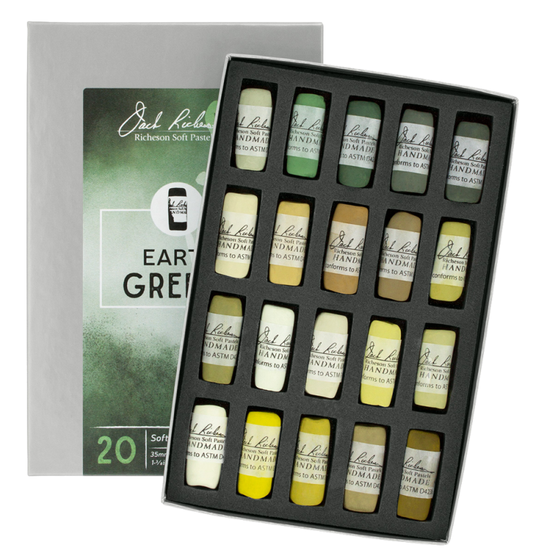 Richeson Soft Handrolled Pastels Set Of 20 - Color: Earth Greens