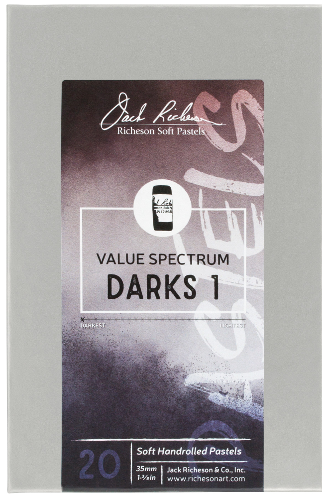 Richeson Soft Handrolled Pastels Set Of 20 - Color: Value Spectrum Darks 1