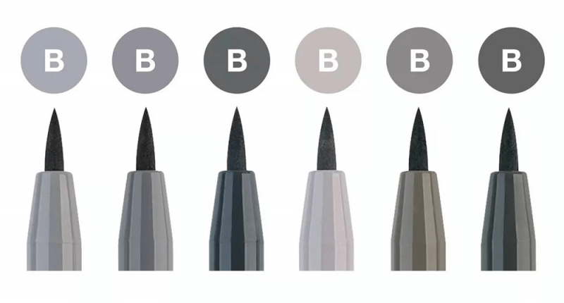 Faber-Castell Pitt Pen Wallet Of 6 Shades Of Grey Color Brush Pens