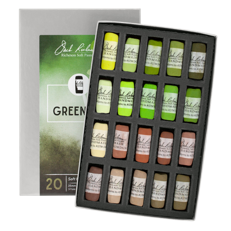 Richeson Soft Handrolled Pastels Set Of 20 - Color: Greenery
